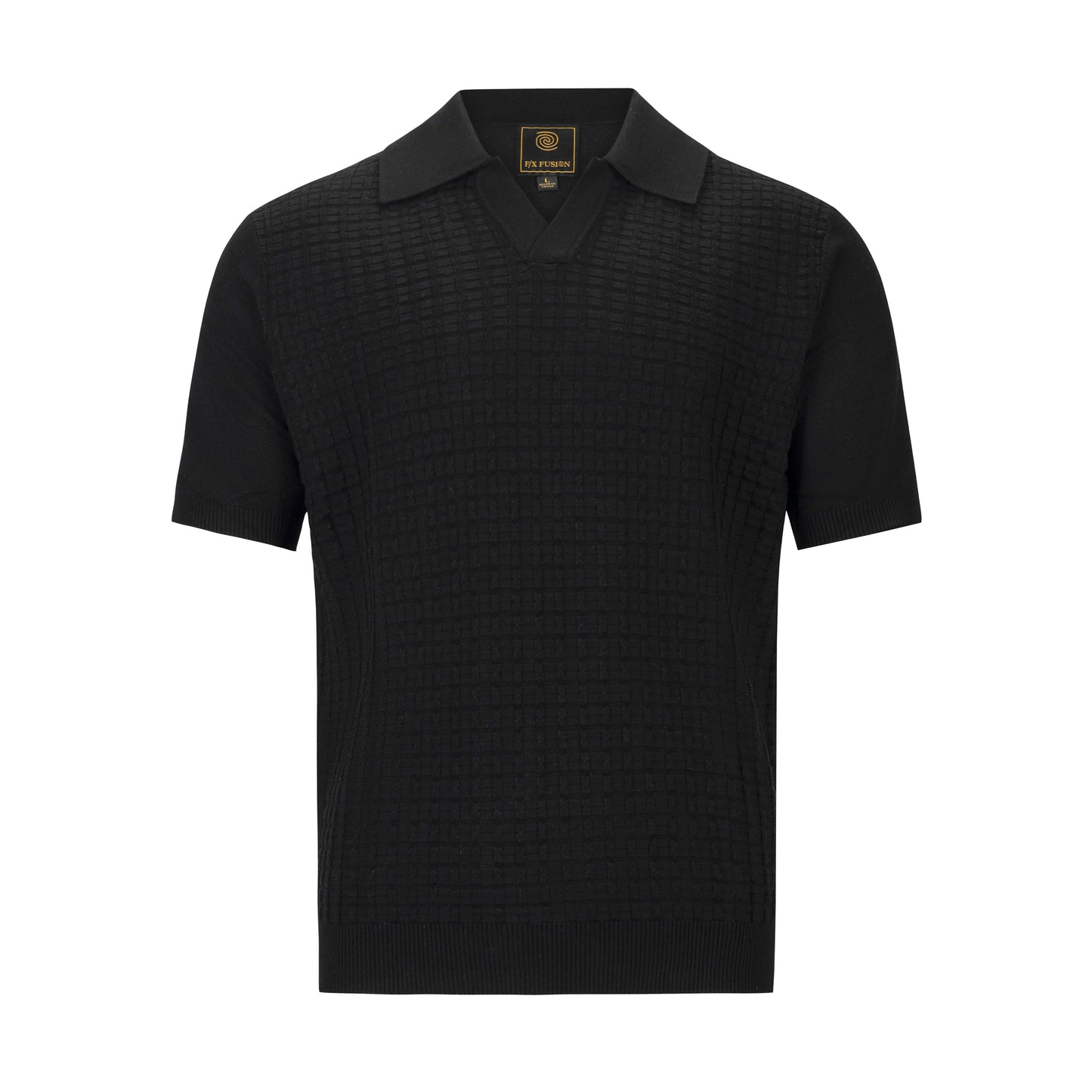 F/X FUSION BLACK TEXTURED JOHNNY COLLAR POLO