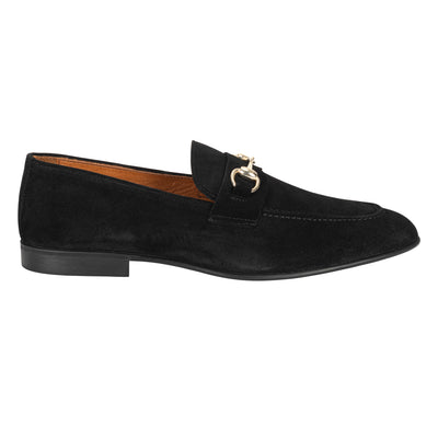 SIGOTTO BLACK SUEDE GOLD BIT LOAFER