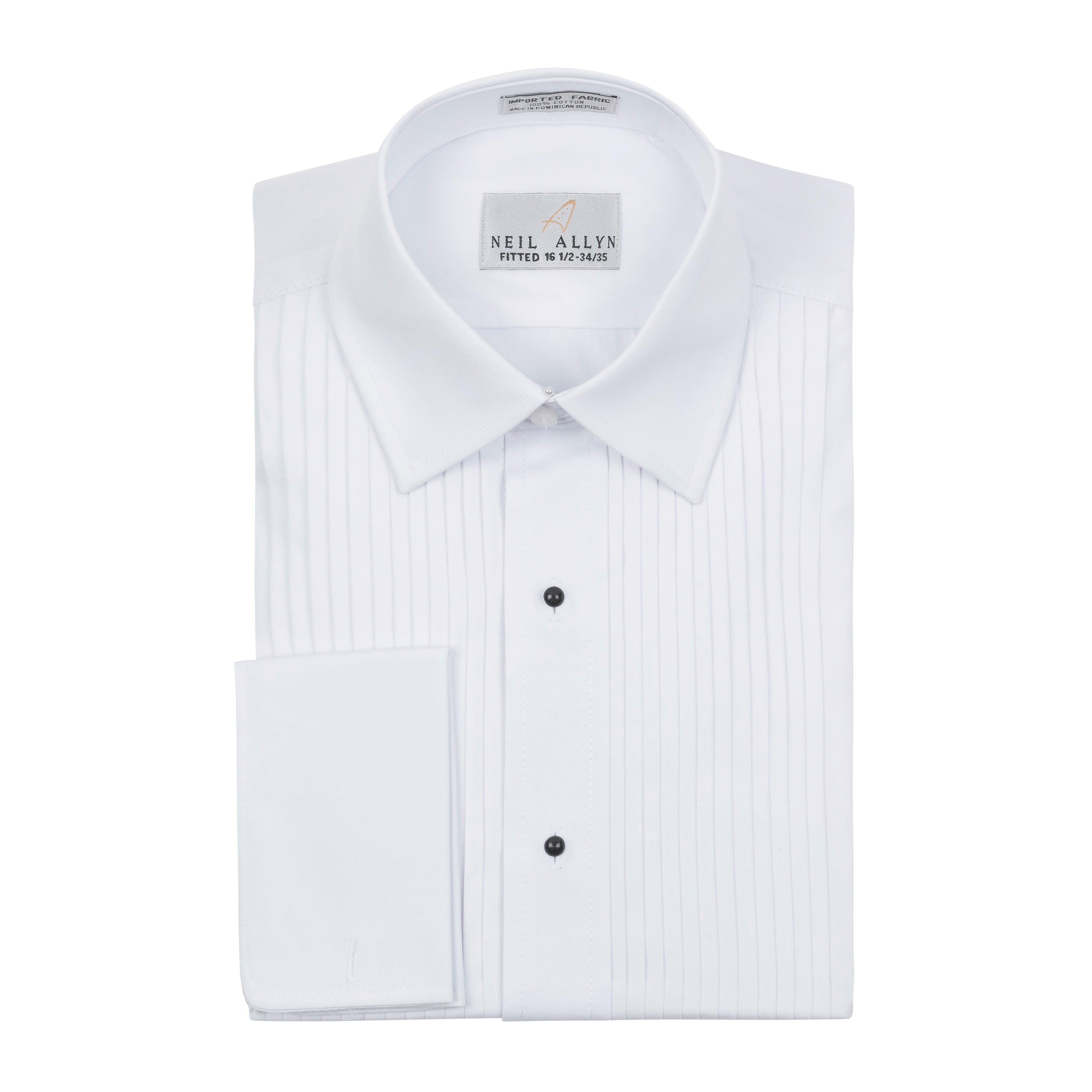 NEIL ALLYN PLEATED SLIM FIT TUXEDO SHIRT, 15 32/33 / White NEIL ALLYN PLEATED SLIM FIT TUXEDO SHIRT, 15 32/33 / White