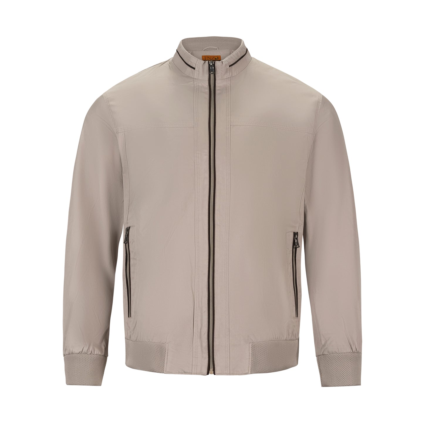 ENZO FULL ZIP KNIT JACKET WITH FAUX SUEDE TRIM