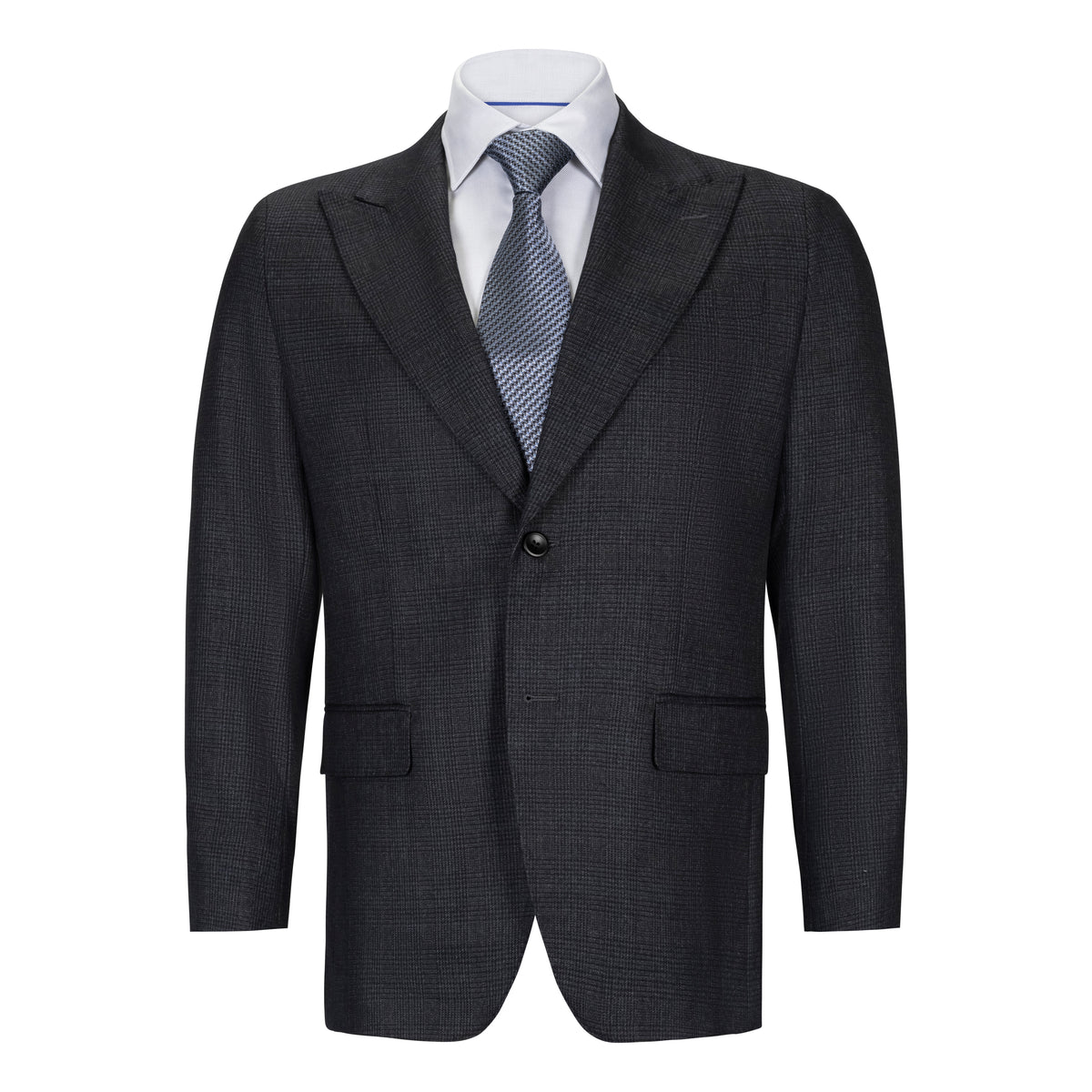 CANUTI VESTED CHARCOAL PLAID SUIT