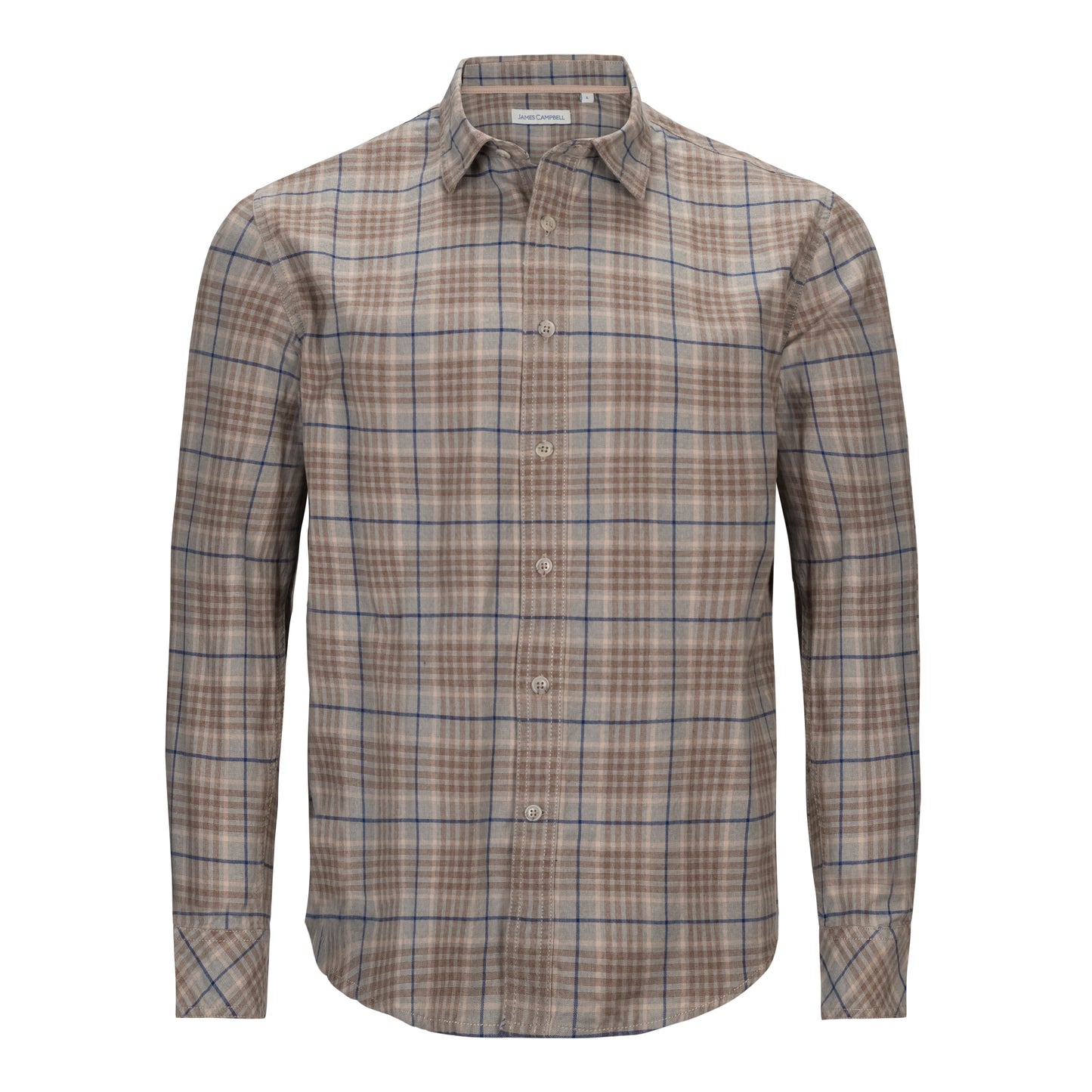 JAMES CAMPBELL BRUSHED COTTON PLAID SHIRT