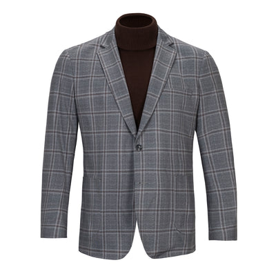 ZANETTI GREY PLAID KNIT SPORTCOAT