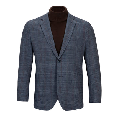 ZANETTI BLUE PLAID KNIT SPORTCOAT