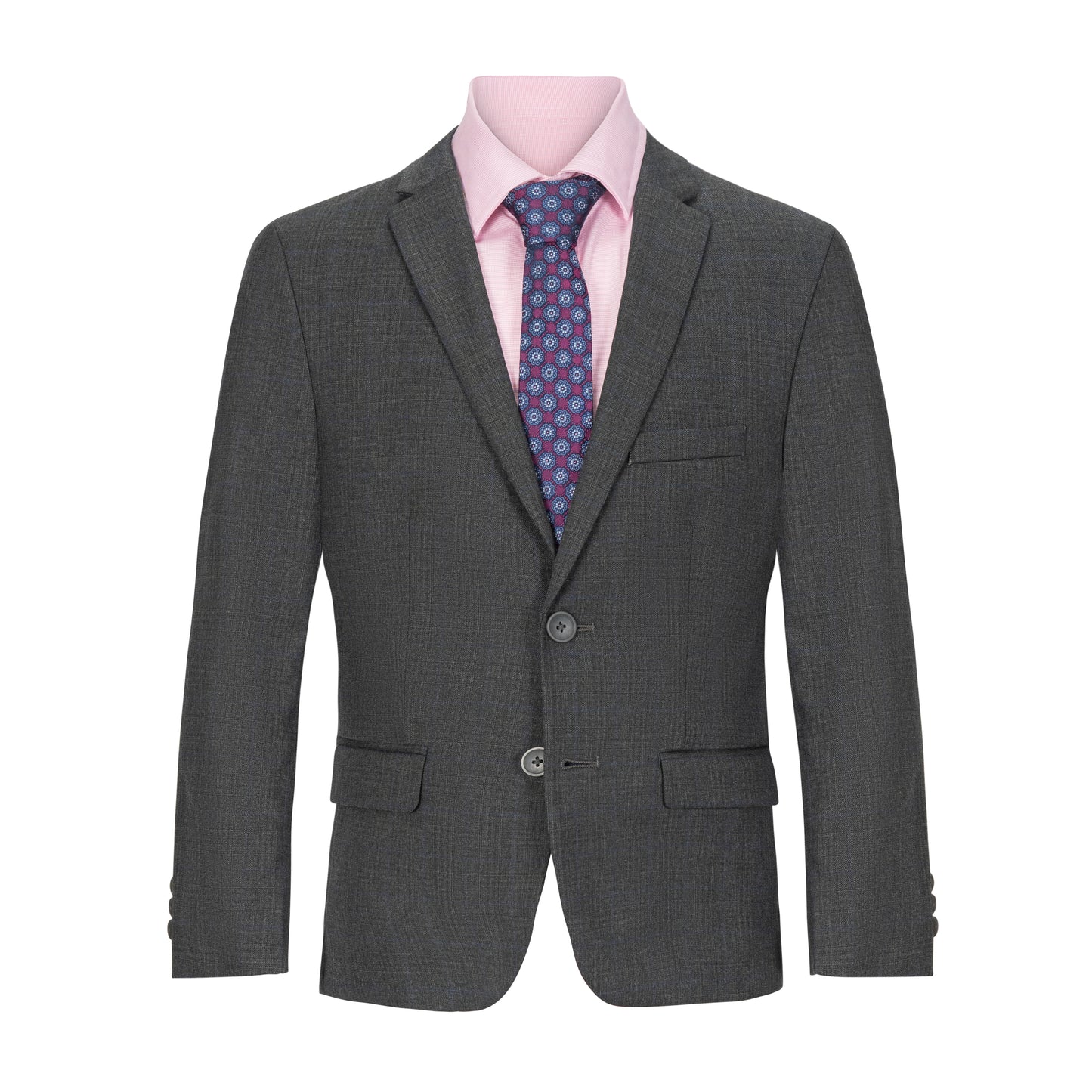 ANDREW MARC BOYS CHARCOAL HERRINGBONE PLAID SUIT – SKINNY FIT