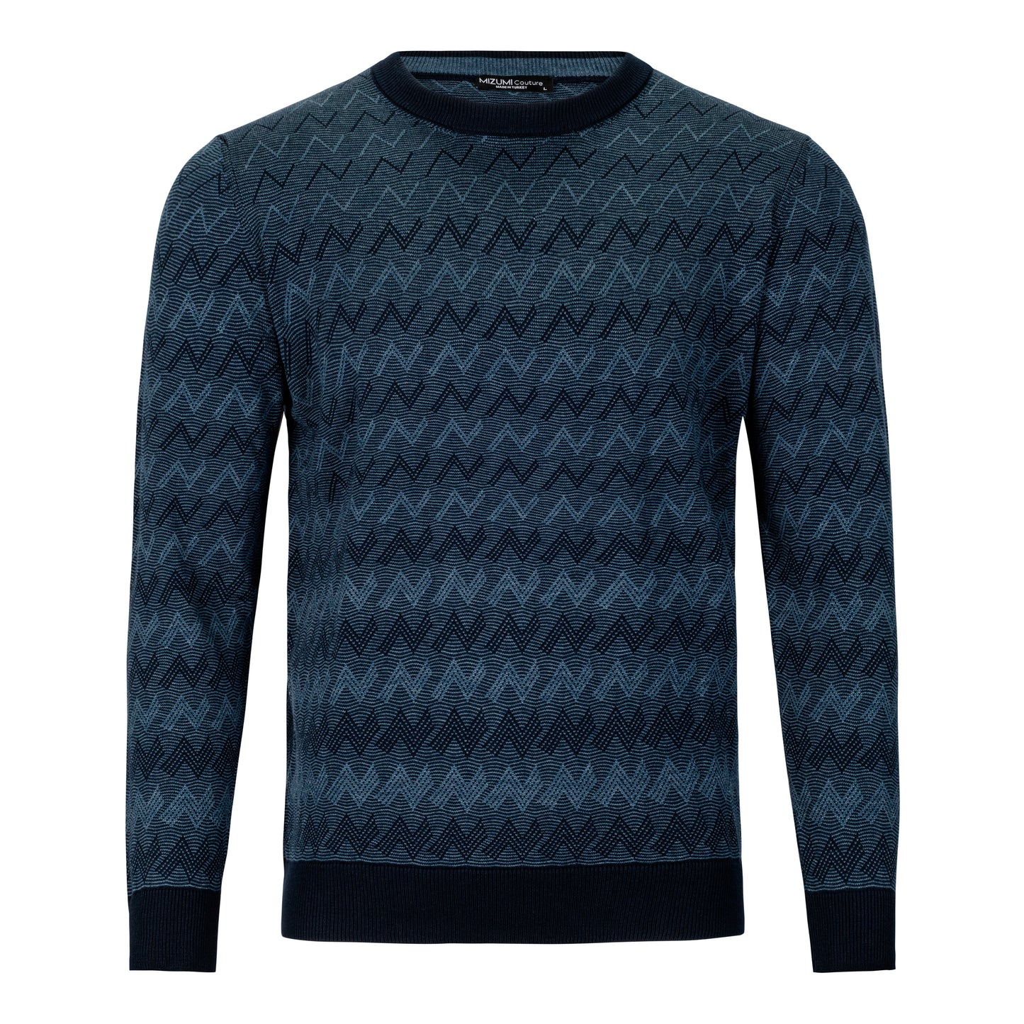 MIZUMI COUTURE JACQUARD CREW NECK SWEATER