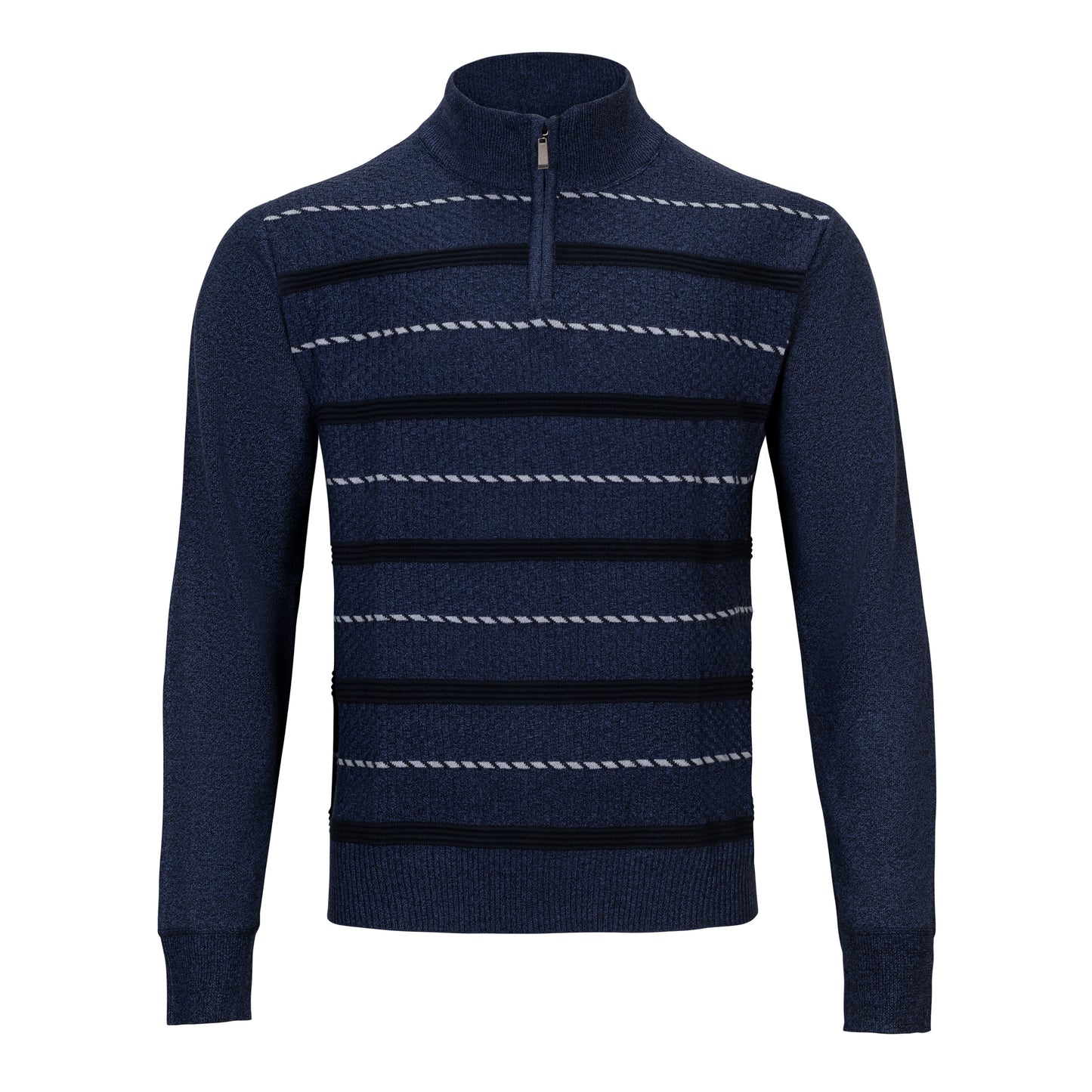 TRUE ROCK 1/4 ZIP MOCK ALL OVER JACQUARD SWEATER (more colors)