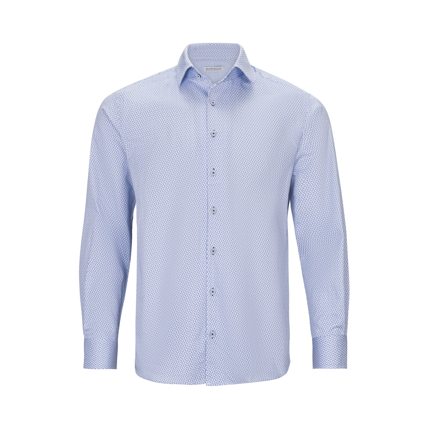 MARCELLO BLUE MICRO GEO PRINT SHIRT