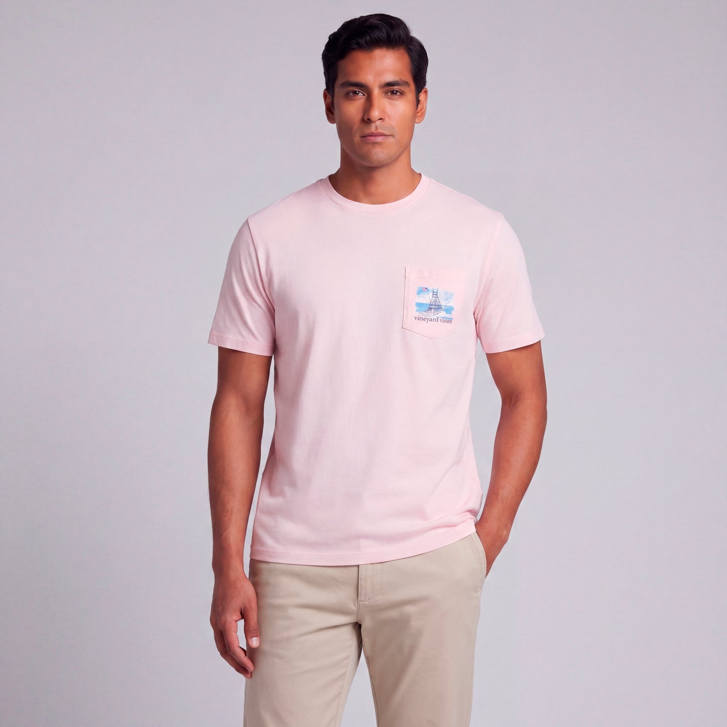 VINEYARD VINES PAINTED SPORTFISHER SCENIC SHORT-SLEEVE POCKET TEE IN PINK DRINK