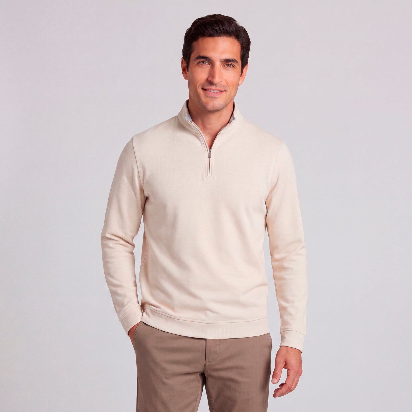 PETER MILLAR CROWN COMFORT 1/4 ZIP IN IVORY
