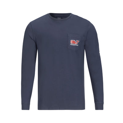 VINEYARD VINES FOOTBALL WHALE LONG SLEEVE POCKET TEE