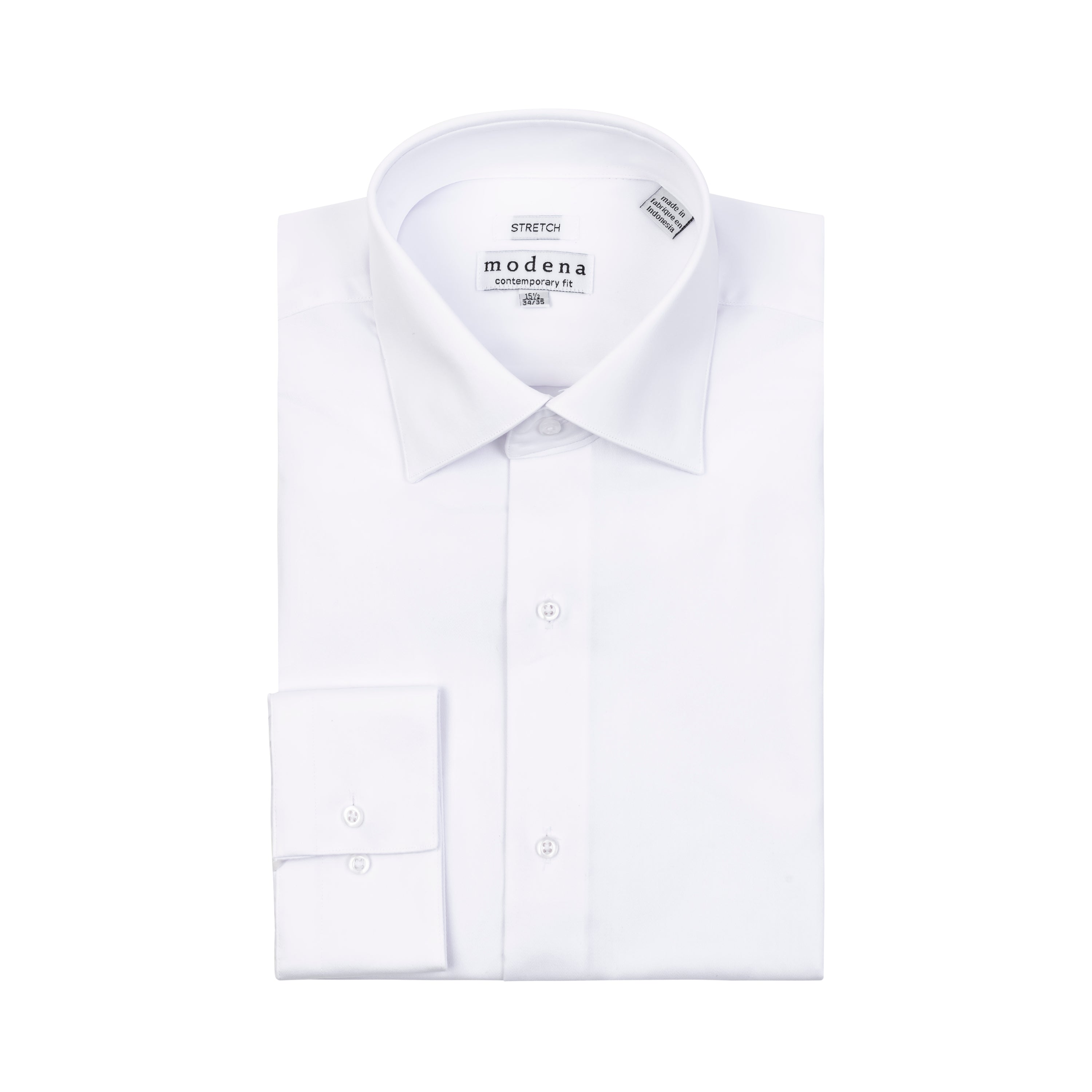 Modena Cotton Rich Blend Sateen Formal Dress Shirt, 20 36/37 / White Modena Cotton Rich Blend Sateen Formal Dress Shirt, 20 36/37 / White