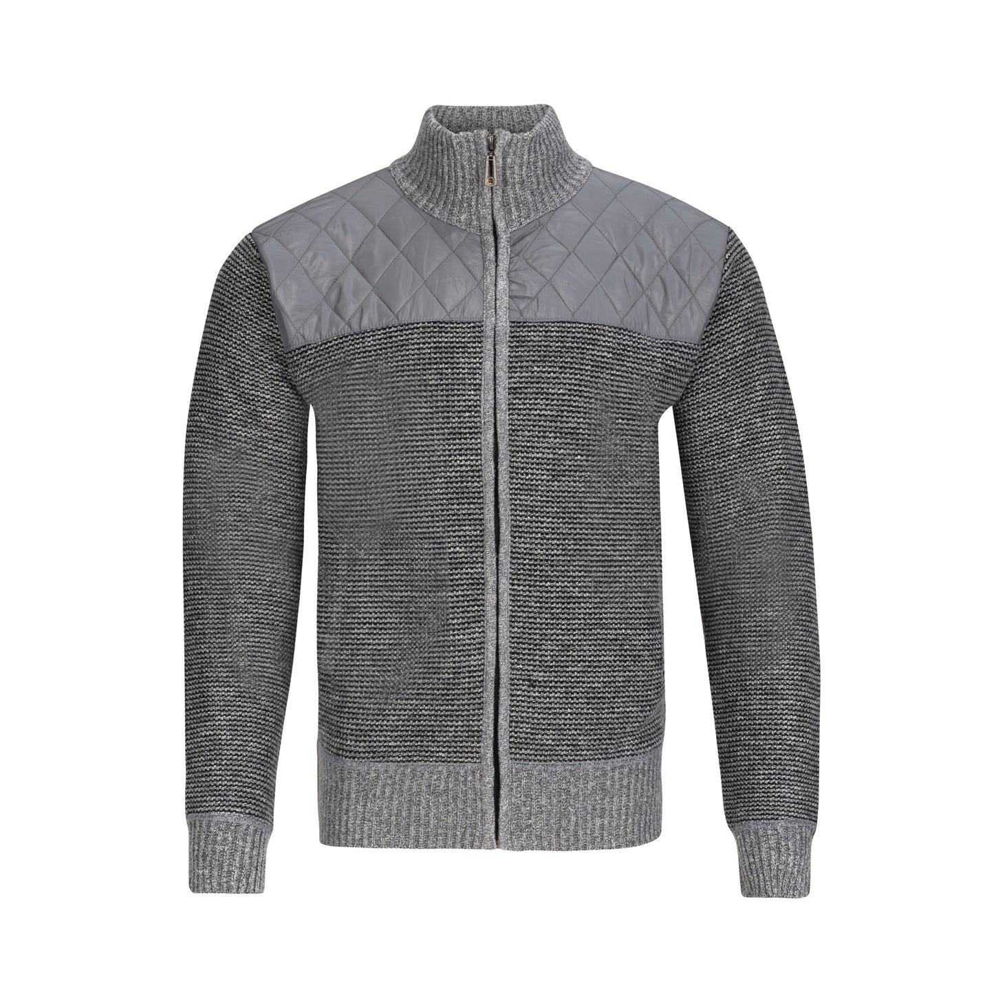 TRUE ROCK FULL ZIP CHARCOAL QUILTED SWEATER JACKET