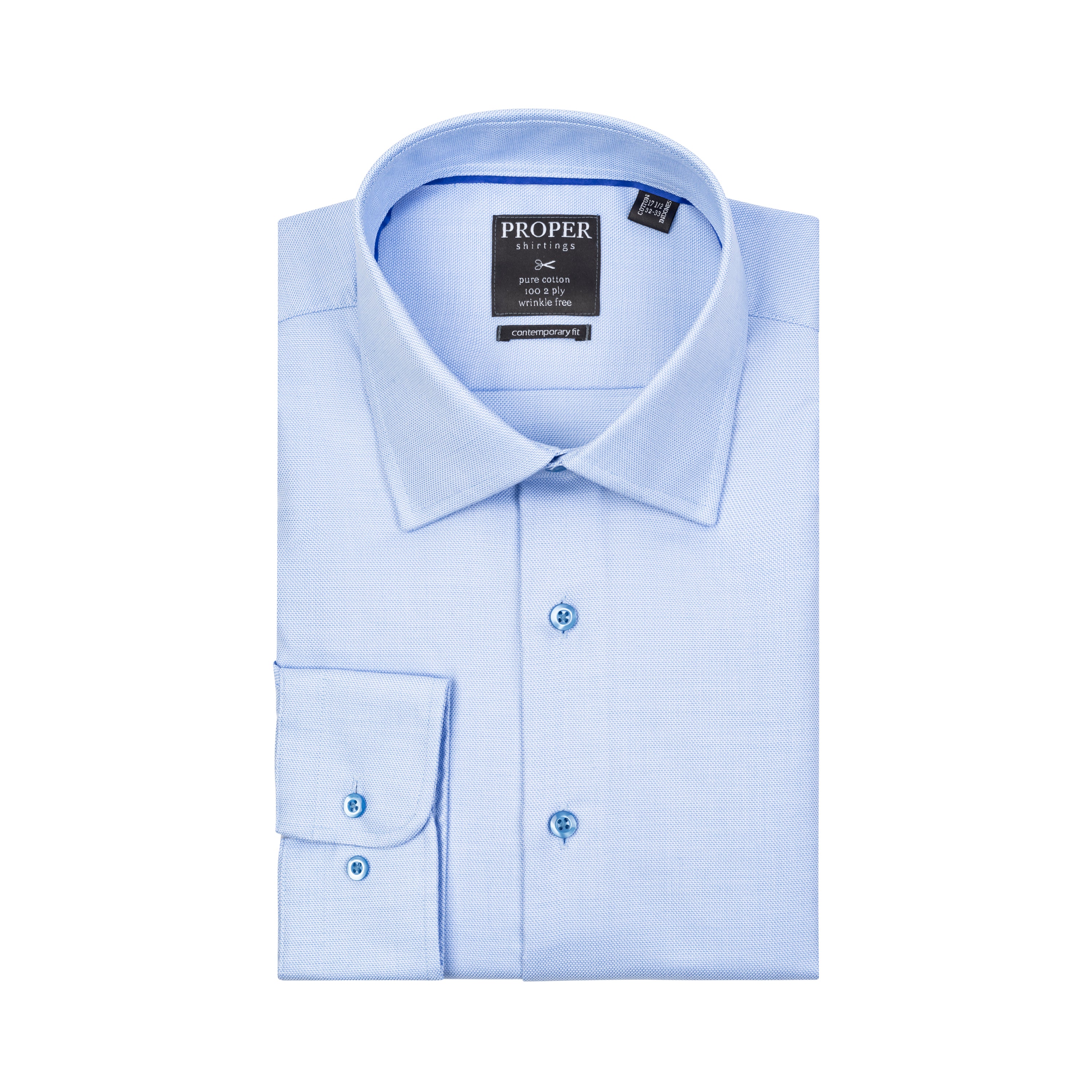 PROPER COTTON BLUE TEXTURED CHECK CONTEMPORARY FIT DRESS SHIRT Miltons - The Store for Men PROPER COTTON BLUE TEXTURED CHECK CONTEMPORARY FIT DRESS SHIRT Miltons - The Store for Men