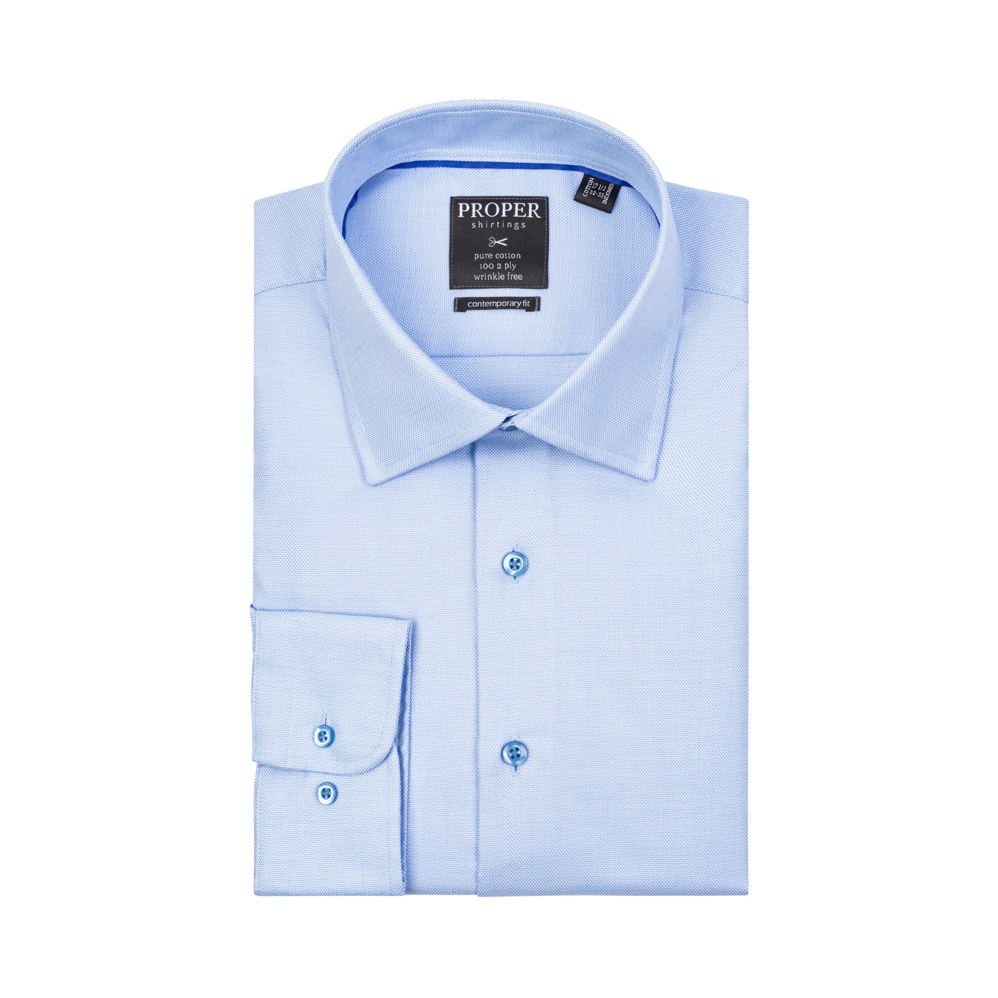 PROPER COTTON BLUE TEXTURED CHECK CONTEMPORARY FIT DRESS SHIRT