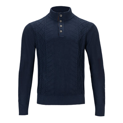 F/X FUSION COTTON SANDWASHD CABLE BUTTON MOCK NECK SWEATER (more colors)