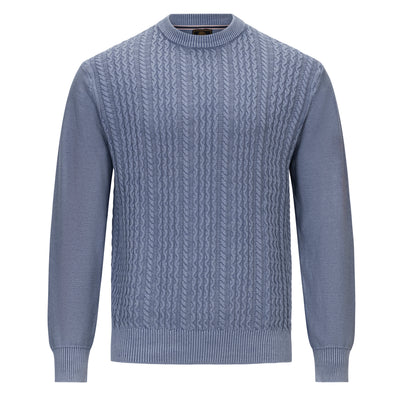 F/X FUSION COTTON SANDWASHED CABLE CREW NECK SWEATER (more colors)