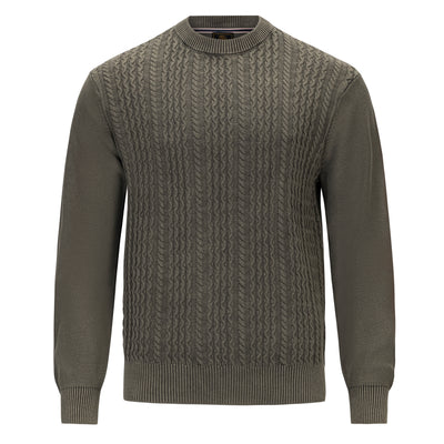 F/X FUSION COTTON SANDWASHED CABLE CREW NECK SWEATER (more colors)