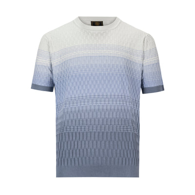 F/X FUSION BLUE OMBRE JACQUARD CREW KNIT
