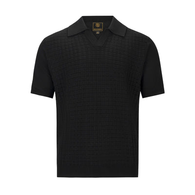 F/X FUSION BLACK TEXTURED JOHNNY COLLAR POLO