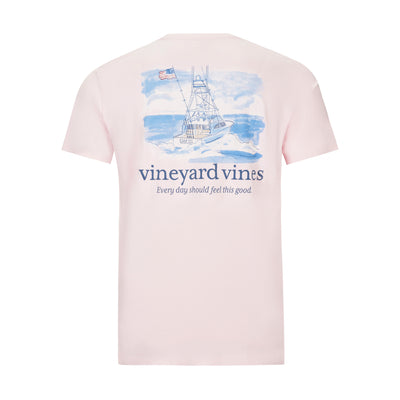 VINEYARD VINES PAINTED SPORTFISHER SCENIC SHORT-SLEEVE POCKET TEE IN PINK DRINK