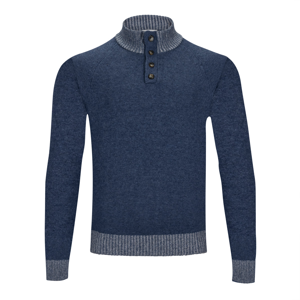 GARNET PLAITED BUTTON MOCKNECK SWEATER (more colors)