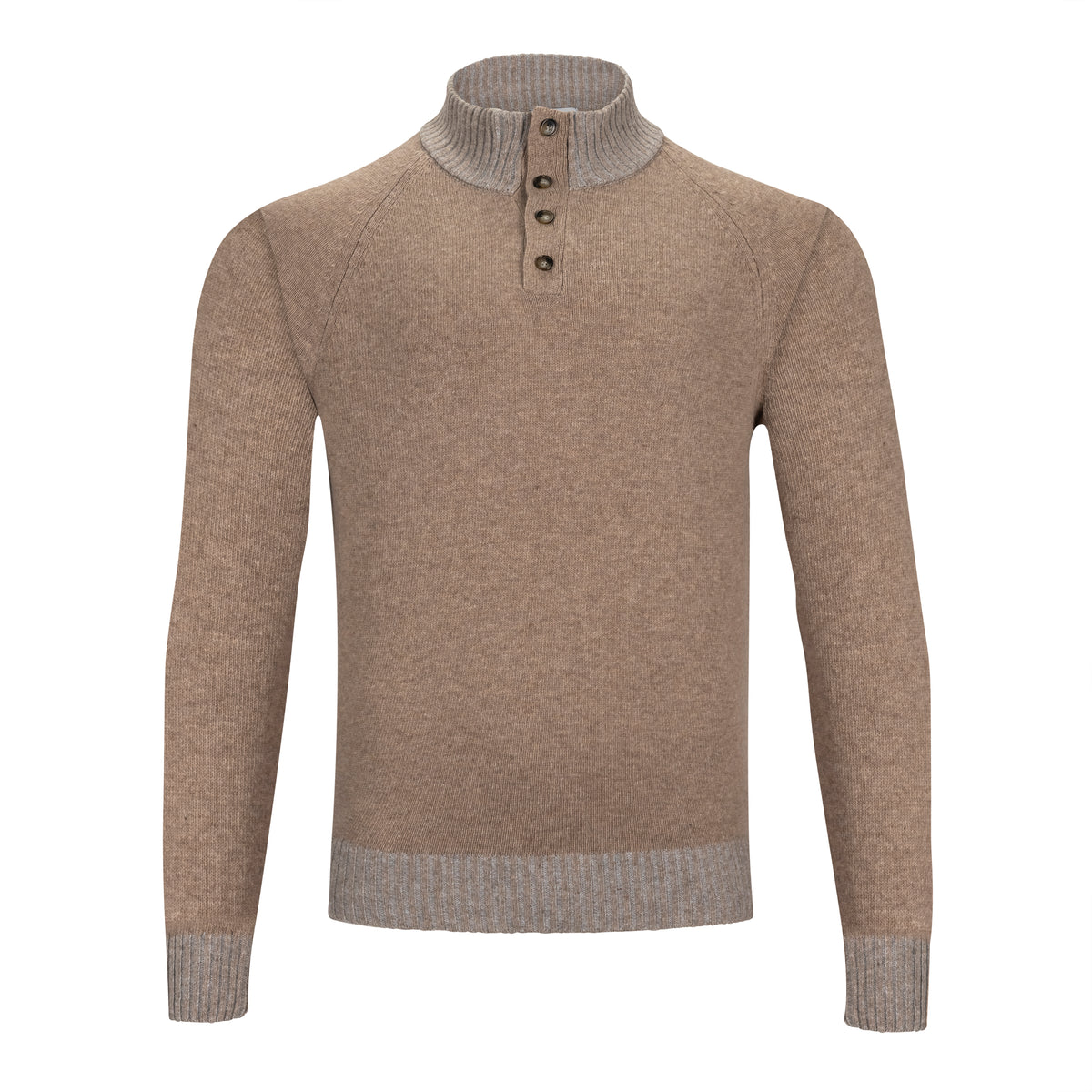 GARNET PLAITED BUTTON MOCKNECK SWEATER (more colors)