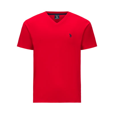 U.S. POLO LOGO RED V-NECK