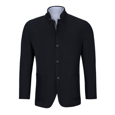HUGO BOSS NAVY TWILL STAND COLLAR SPORTCOAT