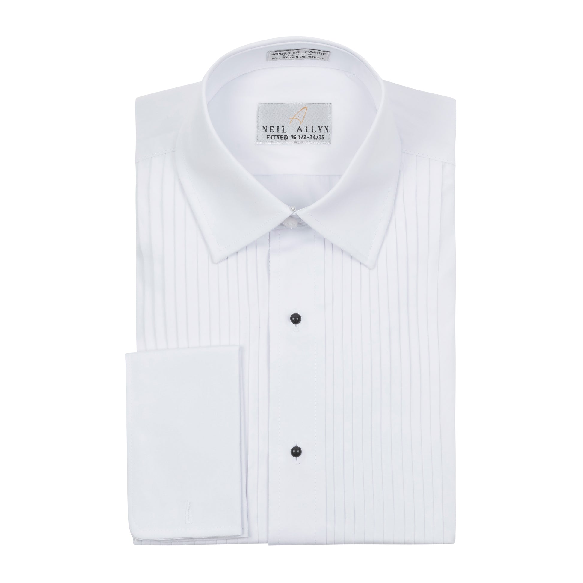 NEIL ALLYN PLEATED SLIM FIT TUXEDO SHIRT, 15 32/33 / White NEIL ALLYN PLEATED SLIM FIT TUXEDO SHIRT, 15 32/33 / White