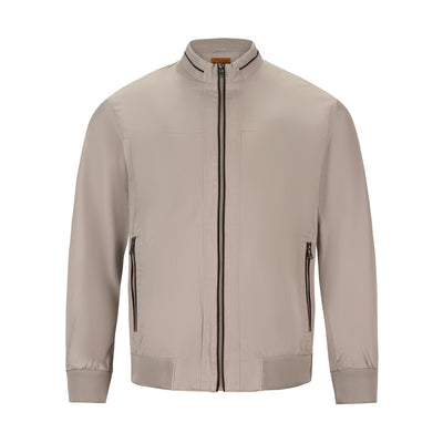 ENZO FULL ZIP KNIT JACKET WITH FAUX SUEDE TRIM