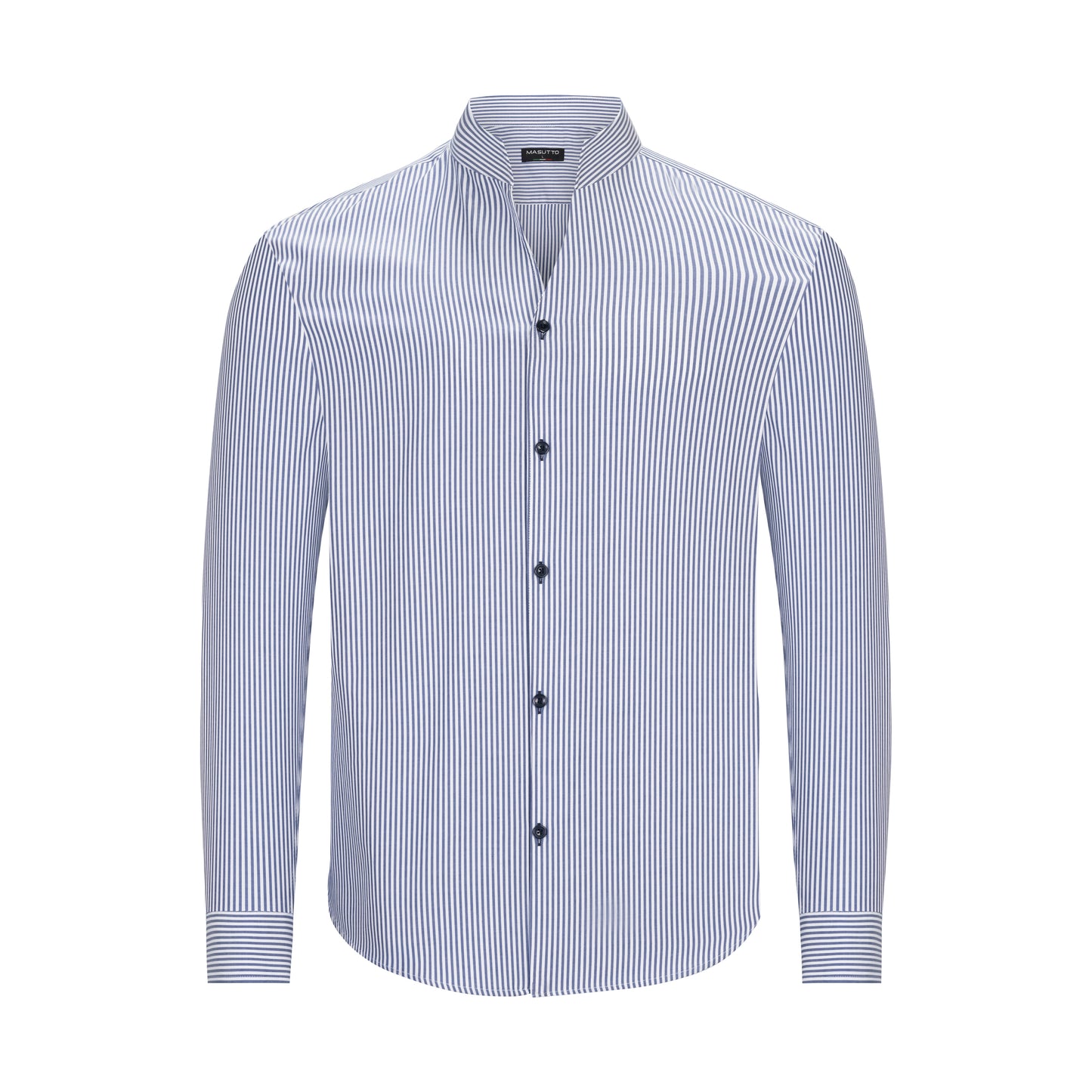 LUXURY NAVY BENGAL STRIPE STAND-UP COLLAR