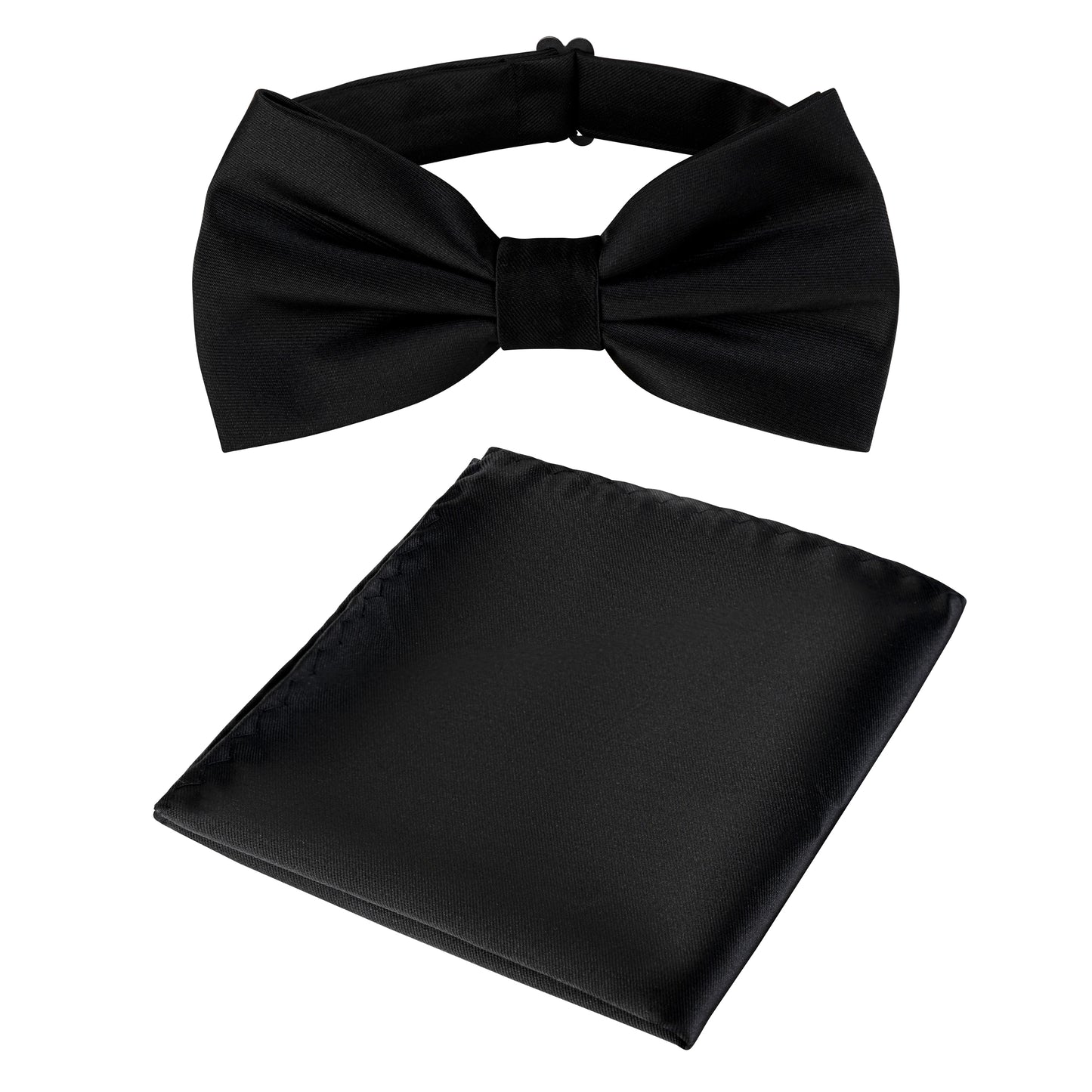 BRAND Q PRE-TIED BLACK BOW TIE AND HANKY SET