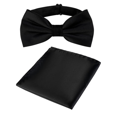 BRAND Q PRE-TIED BLACK BOW TIE AND HANKY SET
