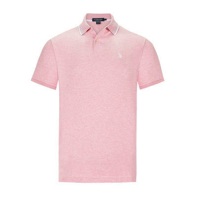 U.S. POLO SLIM FIT INTERLOCK TIPPED POLO IN PINK