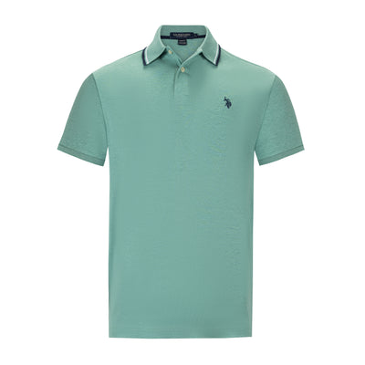 U.S. POLO SLIM FIT INTERLOCK TIPPED POLO IN GREEN