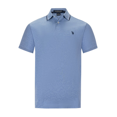 U.S. POLO SLIM FIT INTERLOCK TIPPED POLO IN BLUE