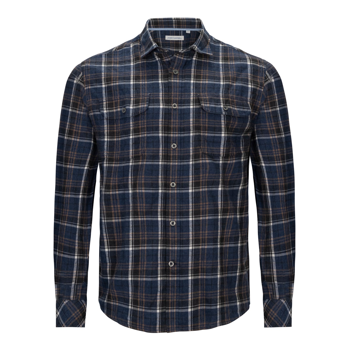 JAMES CAMPBELL BRUSHED COTTON PLAID SHIRT