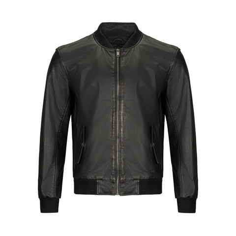 BLUE WELLFORD LEATHER MOTO JACKET
