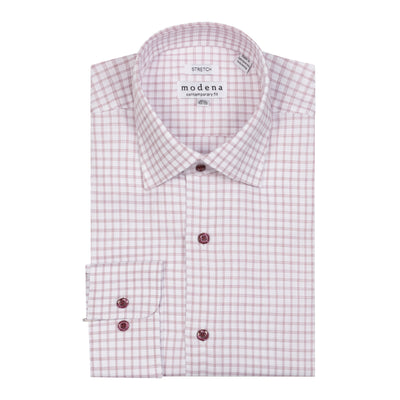 MODENA CONTEMPORARY FIT RED CHECK DRESS SHIRT