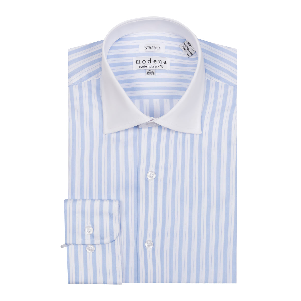 MODENA CONTEMPORARY FIT LIGHT BLUE STRIPE DRESS SHIRT