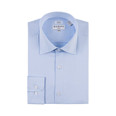 MODENA SLIM FIT STRETCH LIGHT BLUE MINI STRIPE DRESS SHIRT