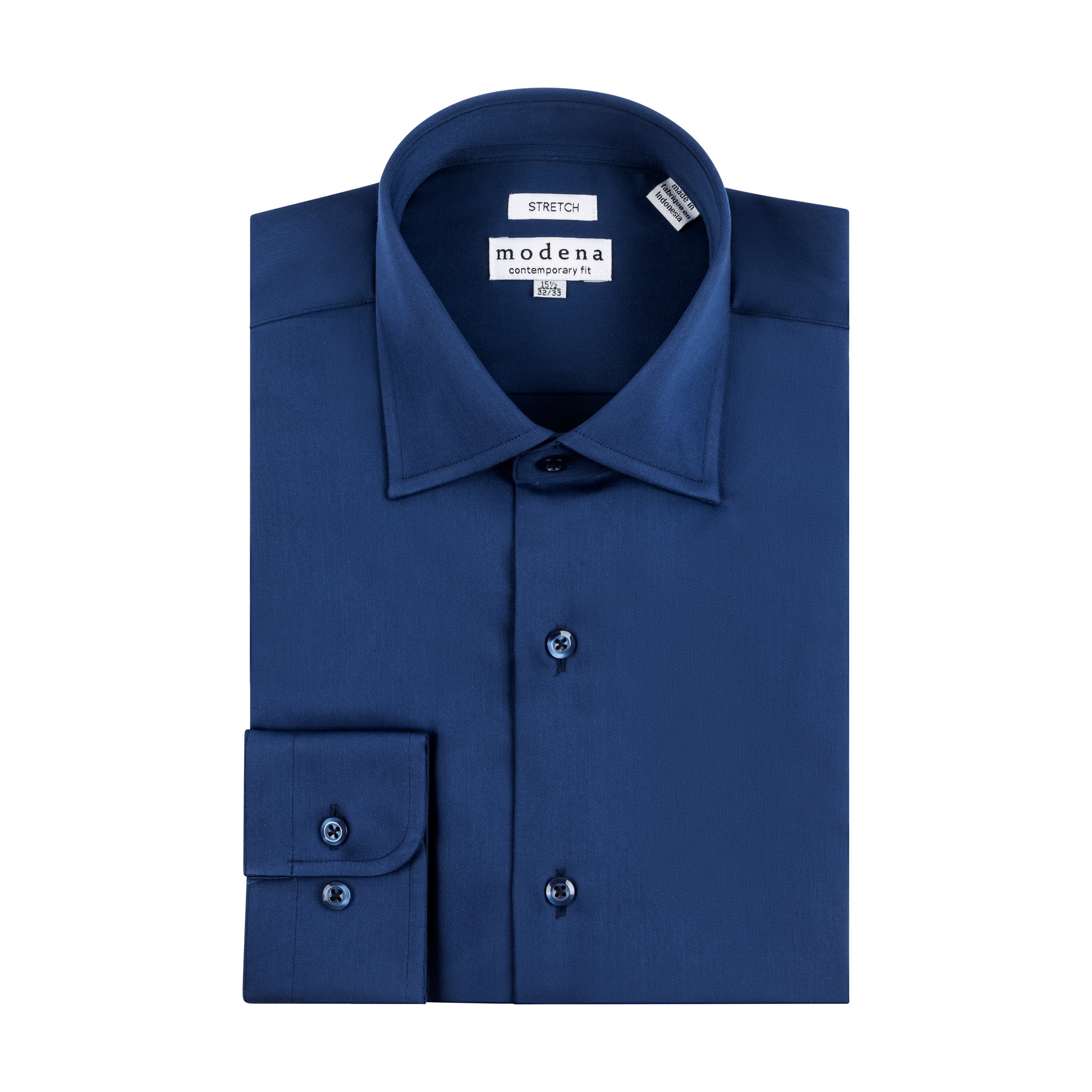 Modena Contemporary Fit Cotton Blend Sateen Dress Shirt, 15 34/35 / Cream Modena Contemporary Fit Cotton Blend Sateen Dress Shirt, 15 34/35 / Cream