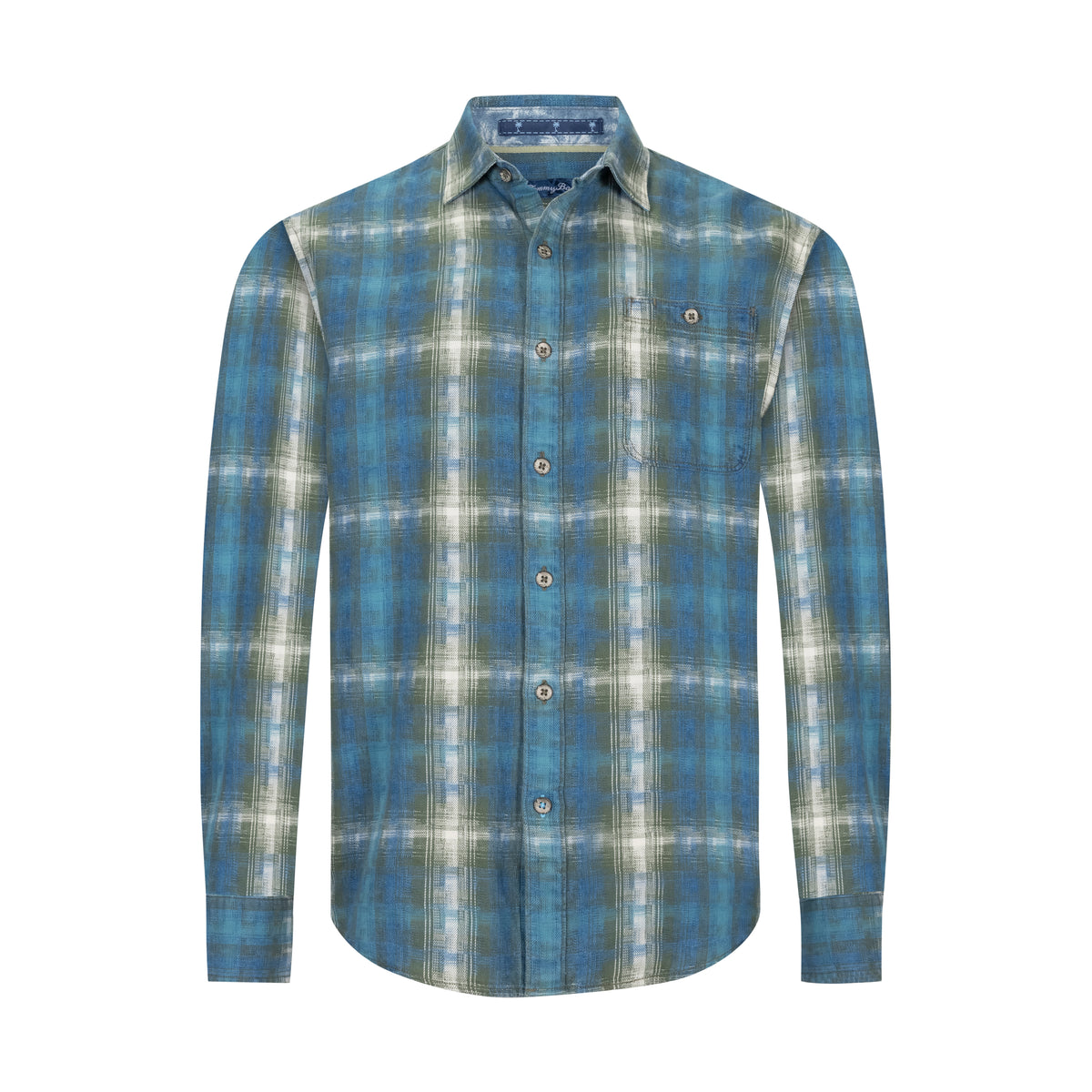 TOMMY BAHAMA PALO ALTO SOAPSTONE INDIGO JACQUARD BUTTON-UP SHIRT