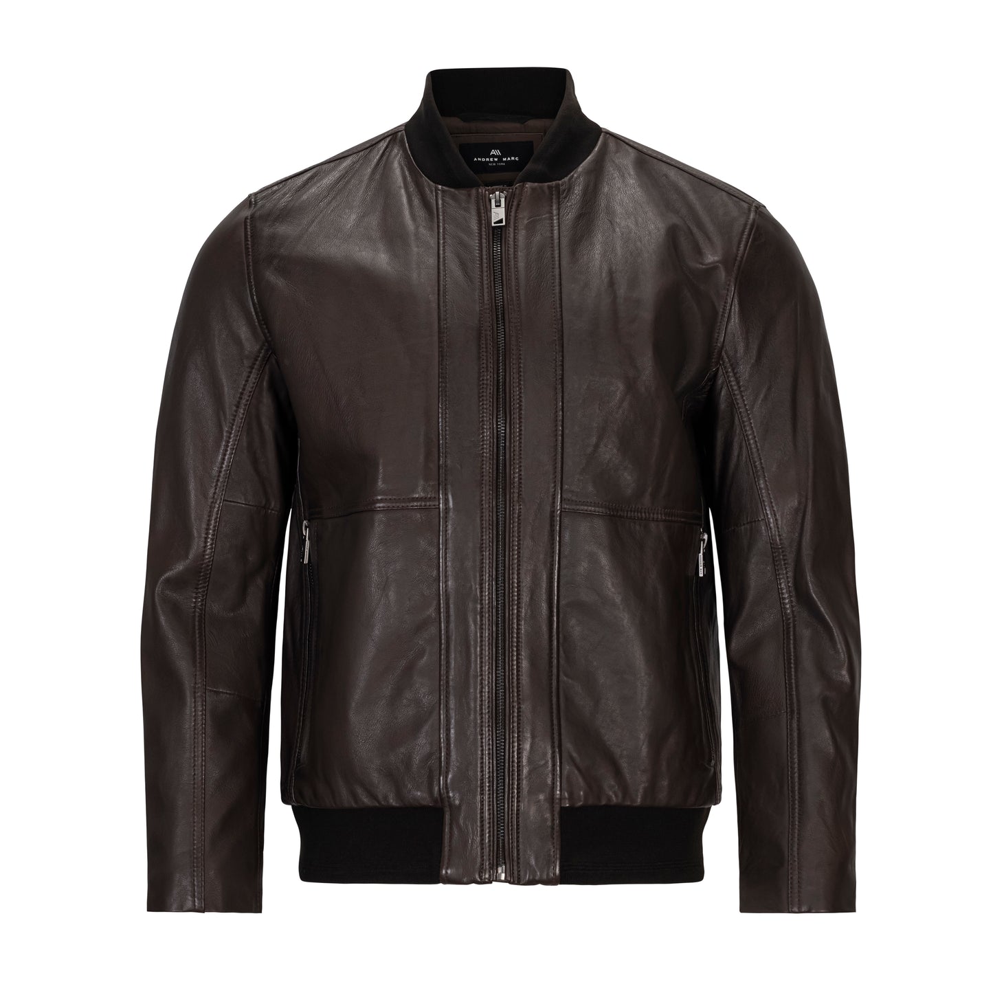 MARC NY LAMBSKIN LEATHER BOMBER JACKET