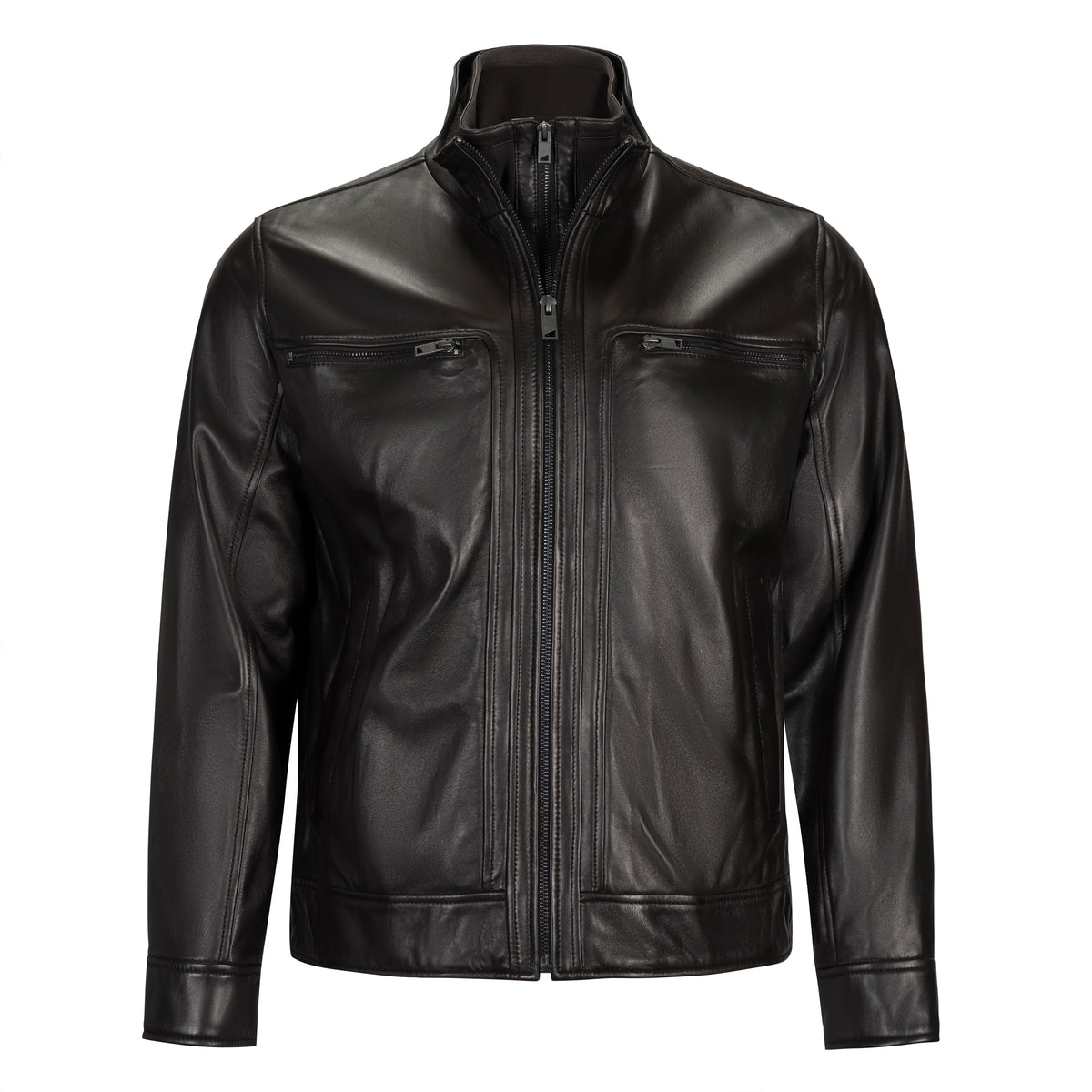MARC NEW YORK WINTON LAMB LEATHER JACKET WITH REMOVABLE BIB