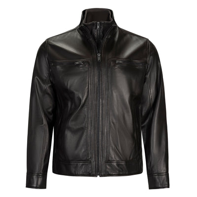 MARC NEW YORK WINTON LAMB LEATHER JACKET WITH REMOVABLE BIB