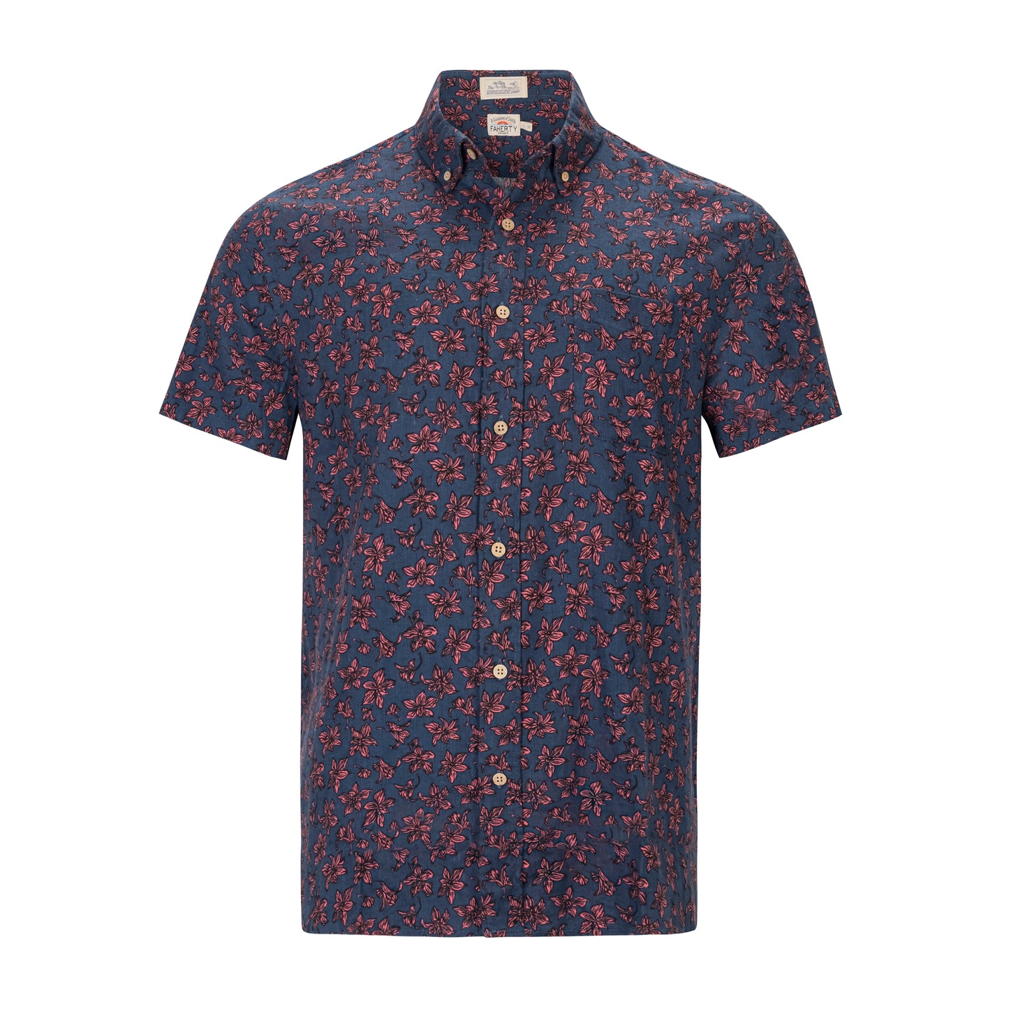 FAHERTY SHORT SLEEVE BREEZE SHIRT BERRY NAVY