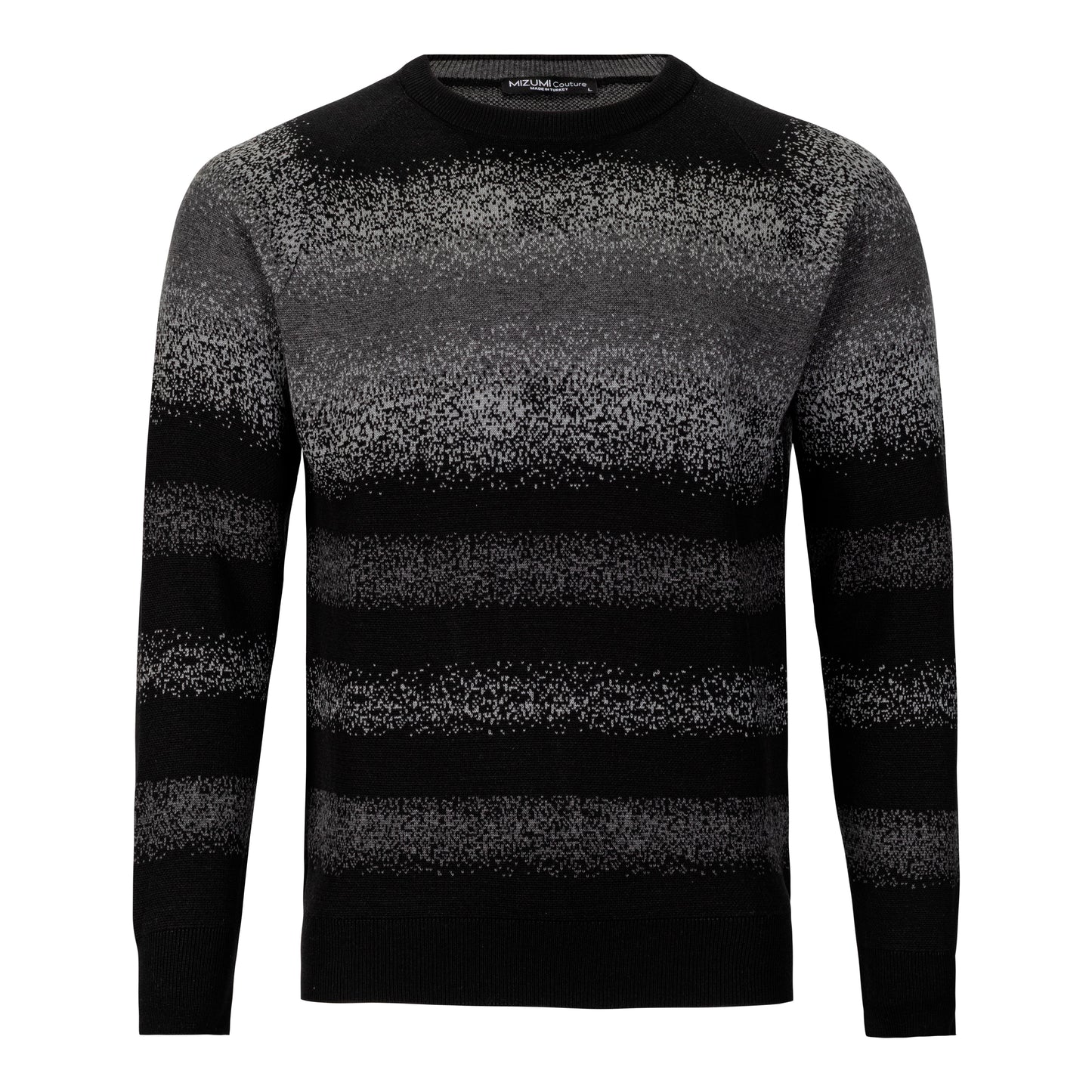 MIZUMI COUTURE SPRAY STRIPE CREW NECK SWEATER