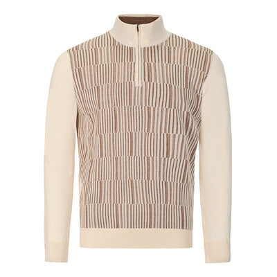 MIZUMI COUTURE RAISED BOX STRIPE ¼ ZIP SWEATER